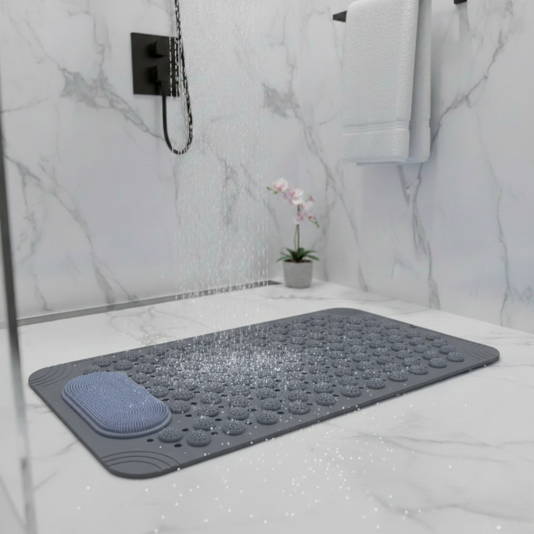 Comfort Grip Bath Mat with Suction Cups and Massage Feature