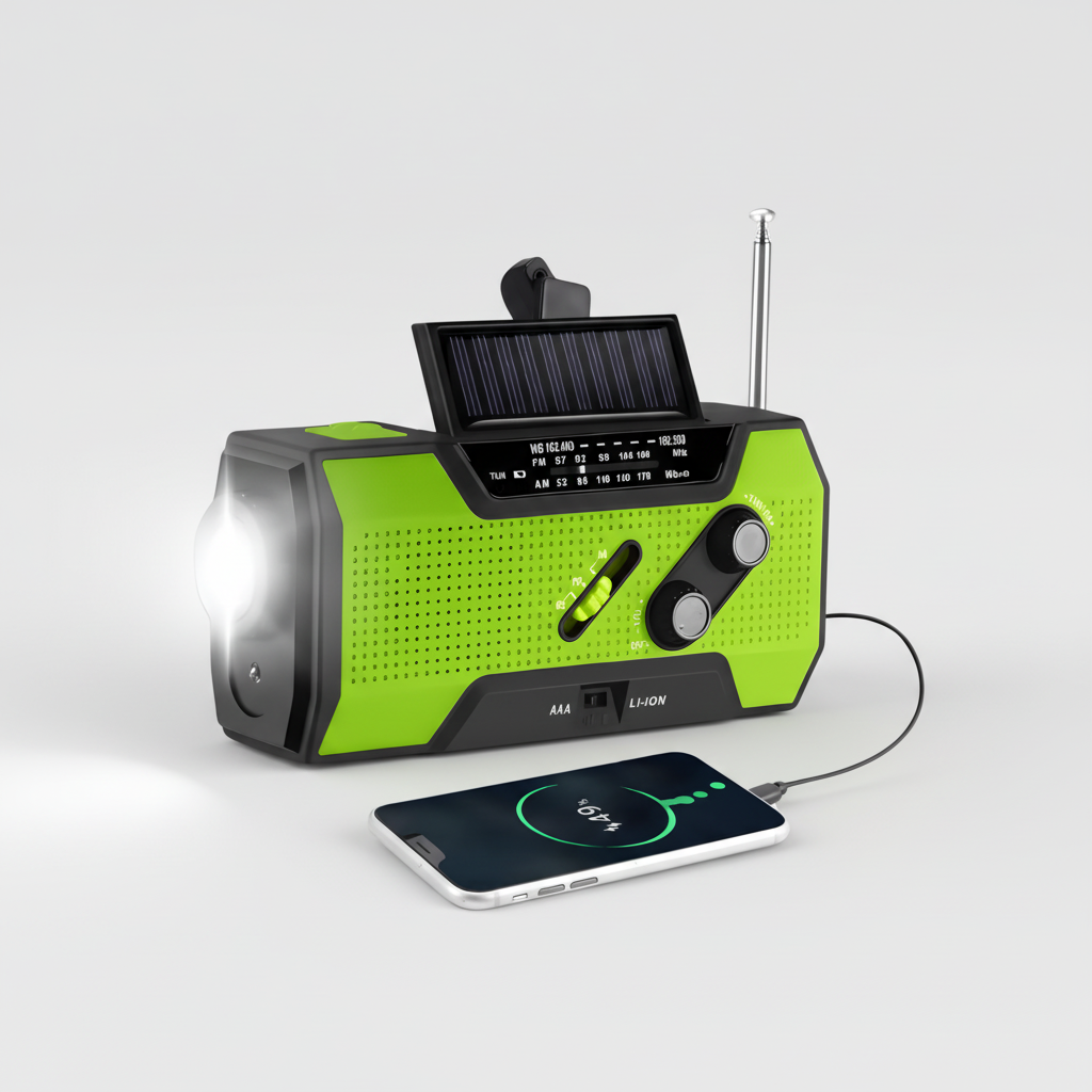 All-Weather Portable Radio with Solar Power & Hand Crank