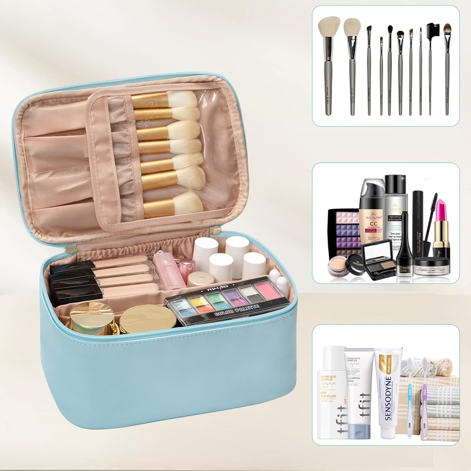 Adjustable Divider Makeup Organizer Bag – Travel-Friendly Beauty Case