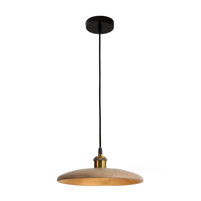 Taavita Flying Saucer Pendant Lights - Retro Wooden Hanging Light for Kitchen, Living Room & Bedroom