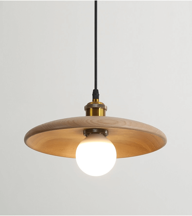 Taavita Flying Saucer Pendant Lights - Retro Wooden Hanging Light for Kitchen, Living Room & Bedroom