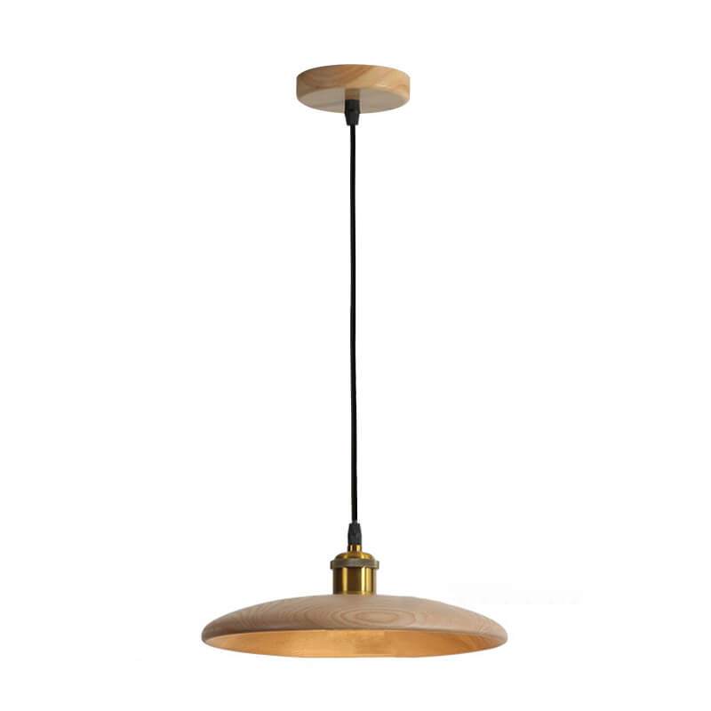 Taavita Flying Saucer Pendant Lights - Retro Wooden Hanging Light for Kitchen, Living Room & Bedroom