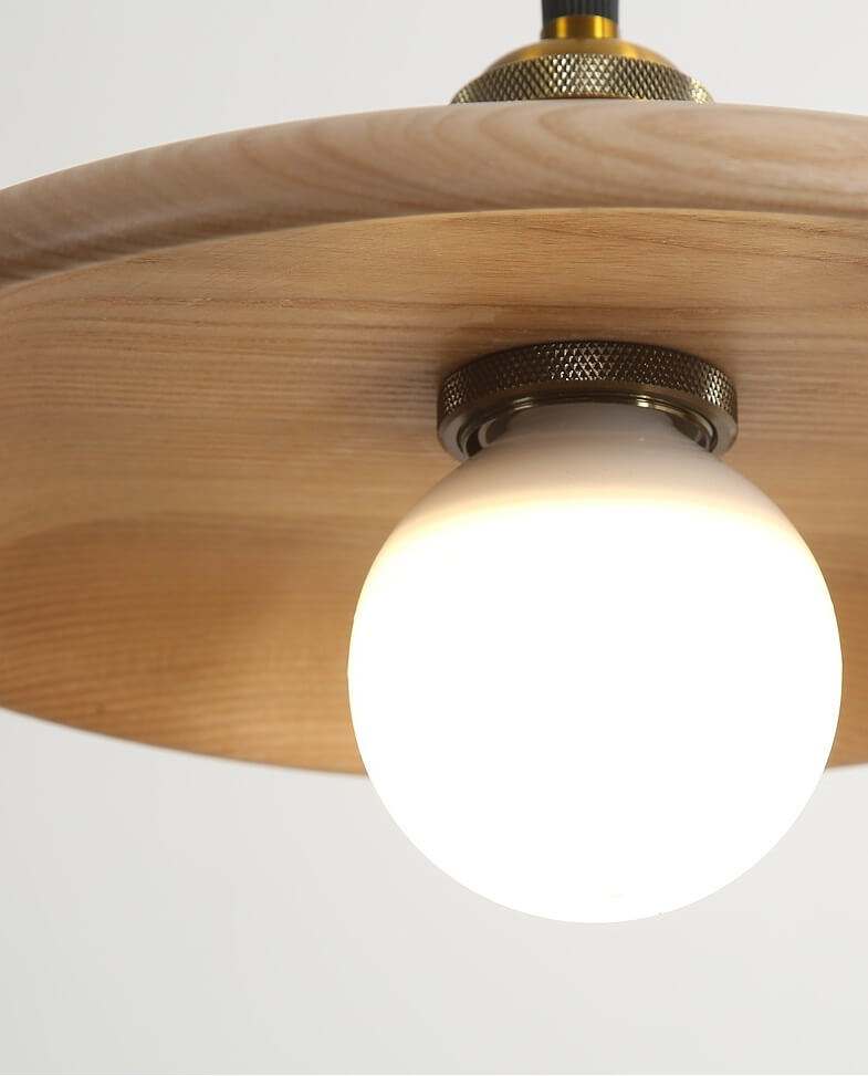 Taavita Flying Saucer Pendant Lights - Retro Wooden Hanging Light for Kitchen, Living Room & Bedroom