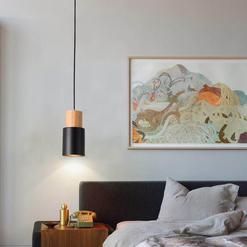 Scandinavian Style LED Hanging Light Fixture - Wood and Metal