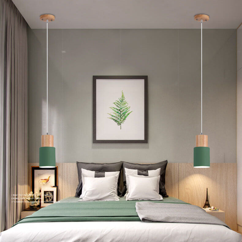 Scandinavian Style LED Hanging Light Fixture - Wood and Metal