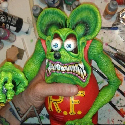 Handcrafted Rat Fink Model Toy - Vintage Americana Collectible for Halloween