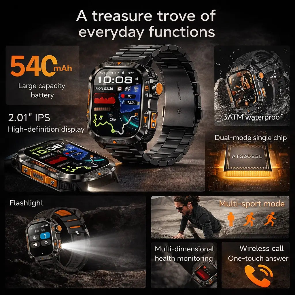 Rugged Smartwatch with GPS – Over 100 Sports Modes and Multi-Satellite Navigation