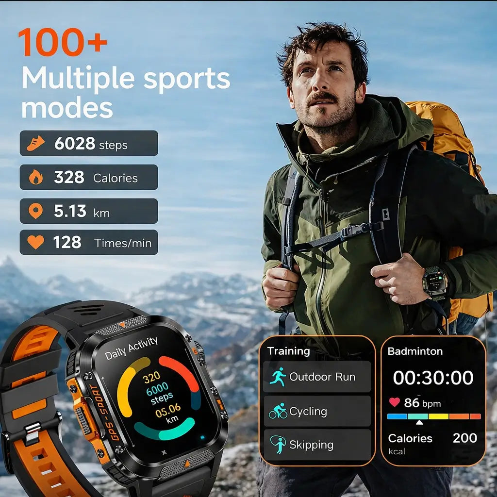 Rugged Smartwatch with GPS – Over 100 Sports Modes and Multi-Satellite Navigation