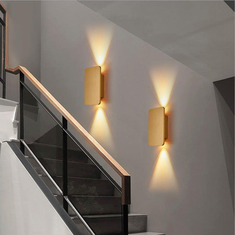Hardwired Rectangular Wall Lamp - Metal, IP20, Available in Gold, Black, Coffee, White & Grey