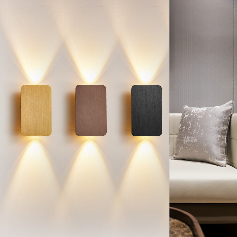 Hardwired Rectangular Wall Lamp - Metal, IP20, Available in Gold, Black, Coffee, White & Grey