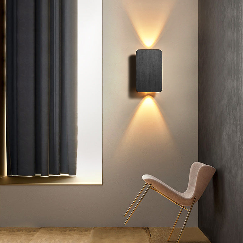 Hardwired Rectangular Wall Lamp - Metal, IP20, Available in Gold, Black, Coffee, White & Grey