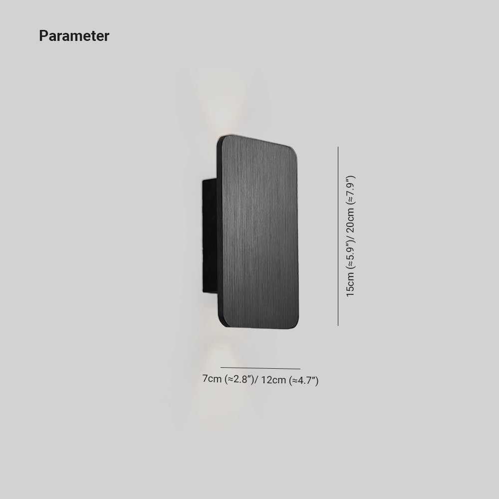 Hardwired Rectangular Wall Lamp - Metal, IP20, Available in Gold, Black, Coffee, White & Grey