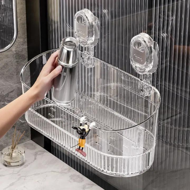 Suction Cup Wall Shelf – Stylish Storage Solution for Kitchen & Bathroom