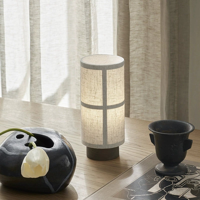 Serenity Linen Shade Table Lamp with Elegant Wood Base