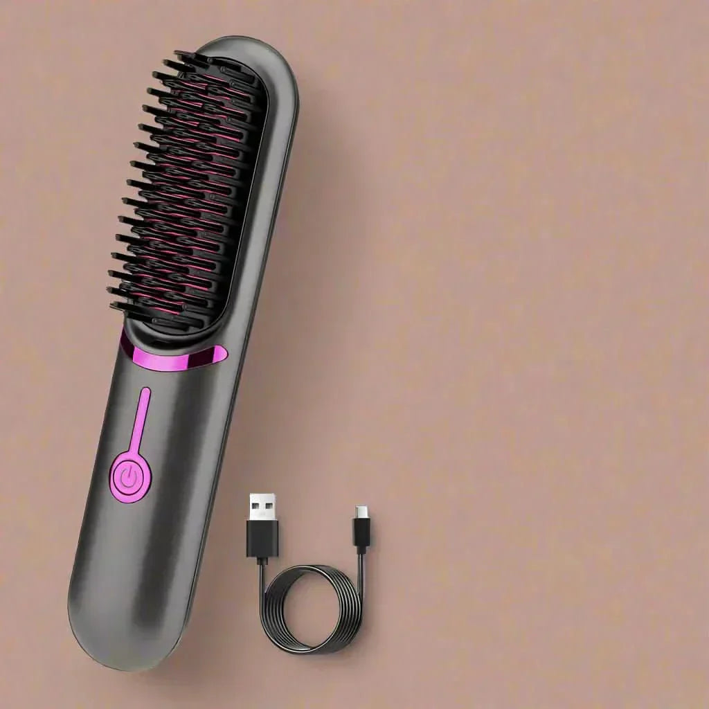 Portable Wireless Hair Straightening Brush for Effortless Styling
