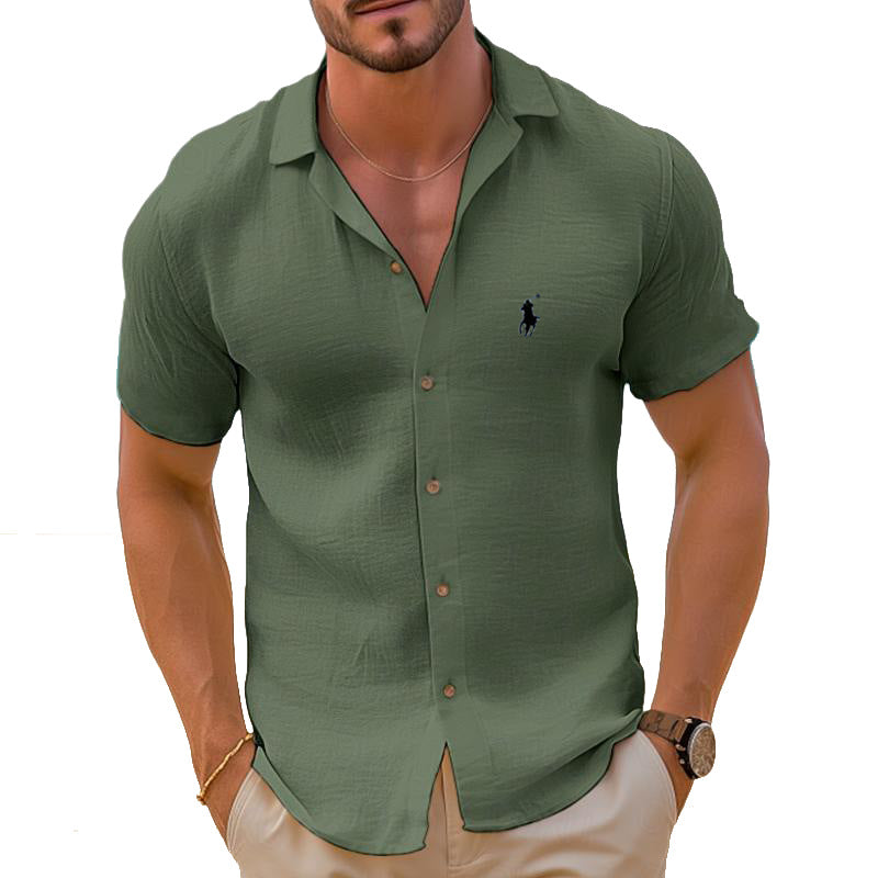 Men’s Short-Sleeve Shirt | Lightweight Linen Cotton Blend | Breathable & Easy Care | Versatile Fit