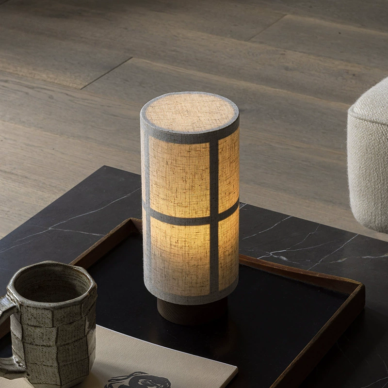 Serenity Linen Shade Table Lamp with Elegant Wood Base