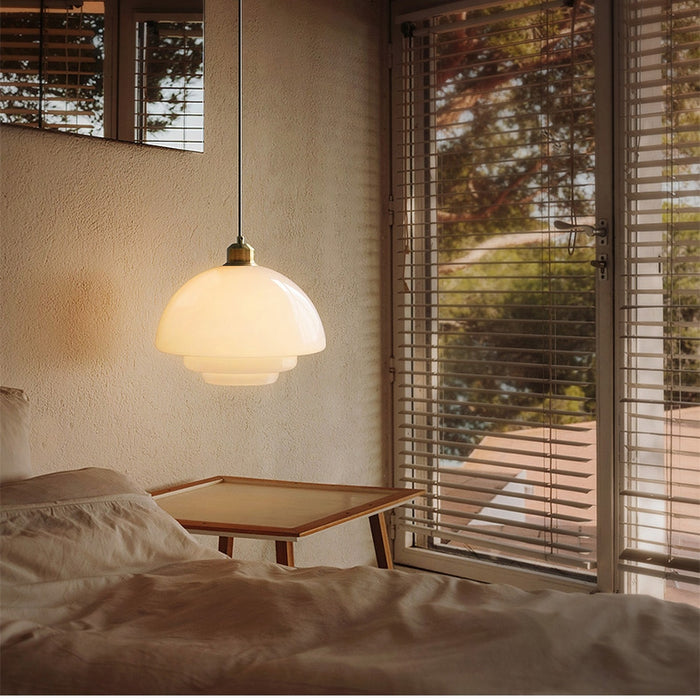 Sleek White Glass Hanging Light for Contemporary Spaces