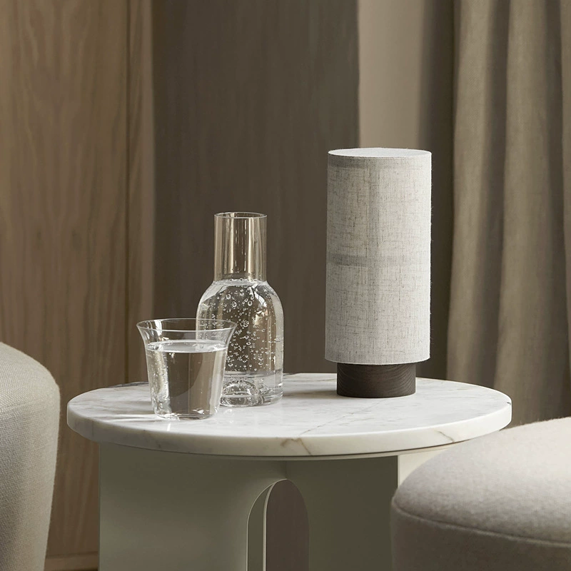 Serenity Linen Shade Table Lamp with Elegant Wood Base