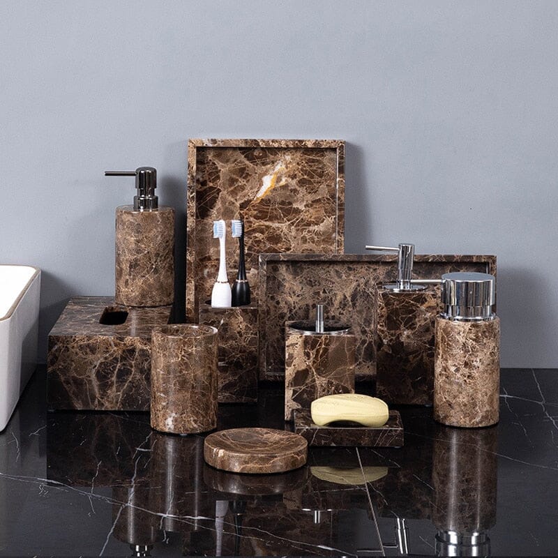 Luxurious Marble-Effect Bath Essentials for Stylish Bathrooms