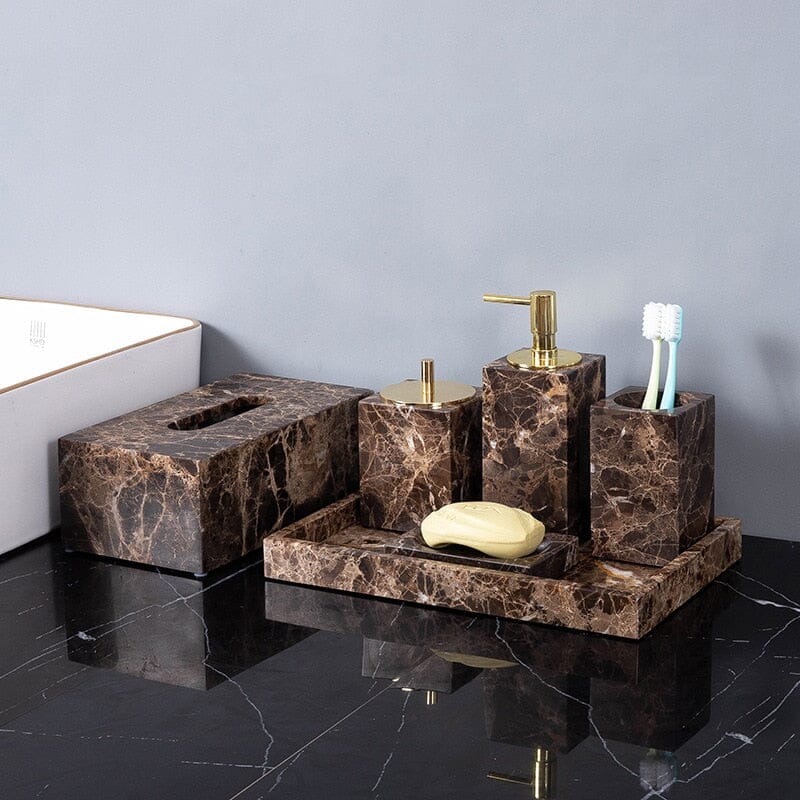 Luxurious Marble-Effect Bath Essentials for Stylish Bathrooms