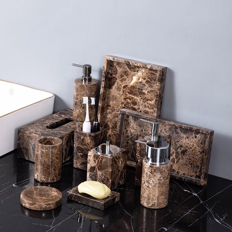 Luxurious Marble-Effect Bath Essentials for Stylish Bathrooms