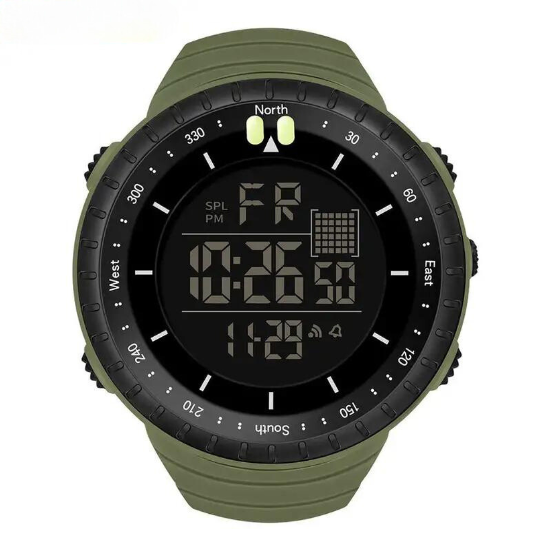 Water-Resistant Outdoor Timepiece with Compass – 50m Depth Rating