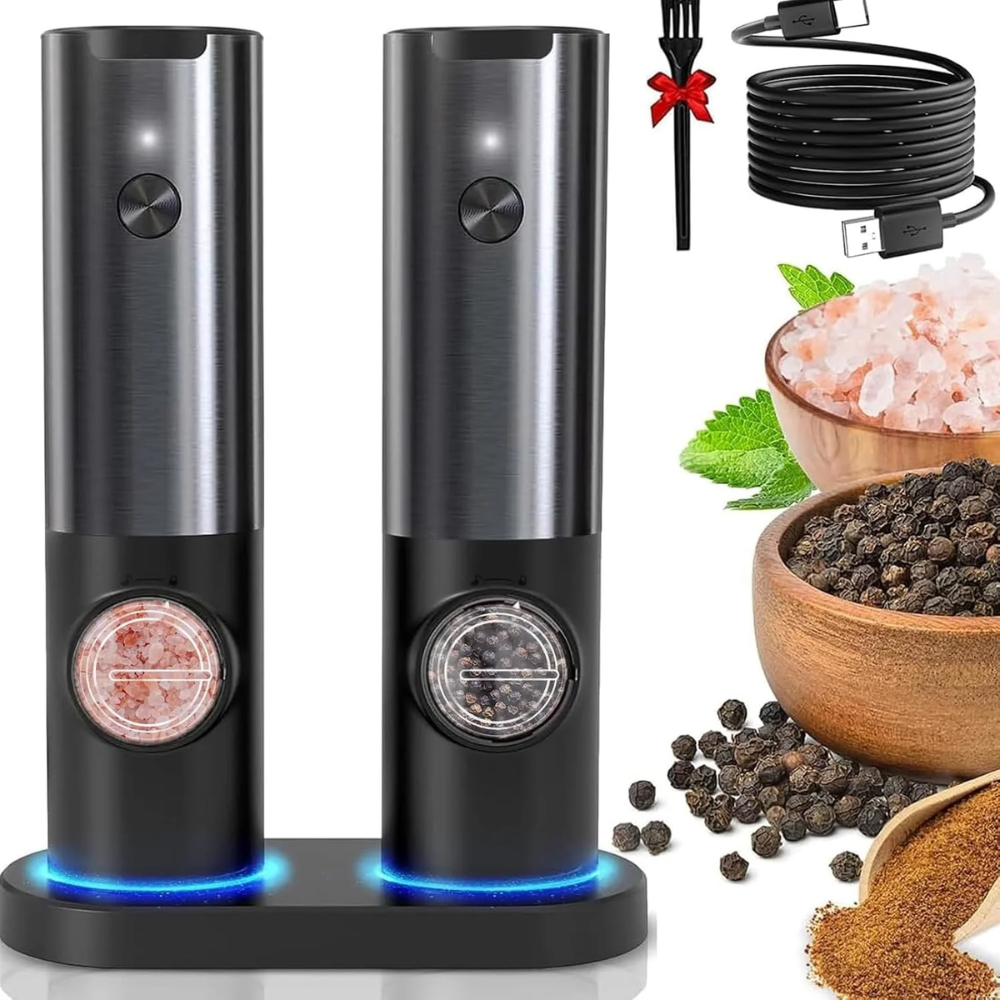 Automatic Electric Grinder Set for Salt and Pepper - Rechargeable