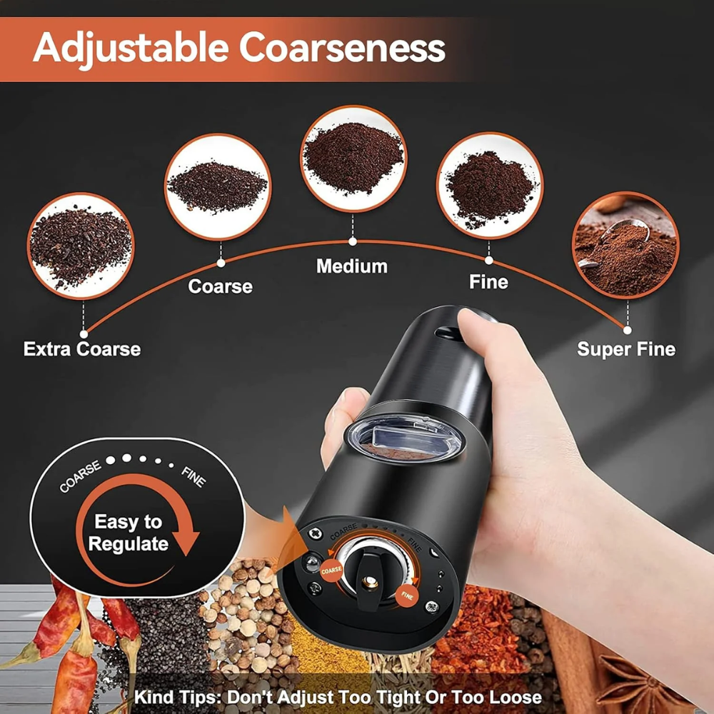 Automatic Electric Grinder Set for Salt and Pepper - Rechargeable