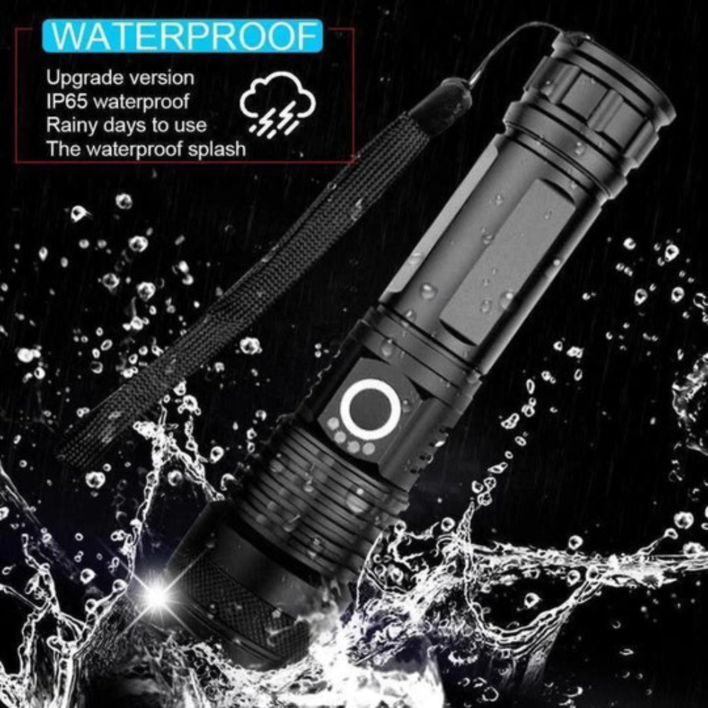 LED Tactical Flashlight with XHP50.2 Rechargeable Battery for Outdoors and Emergencies