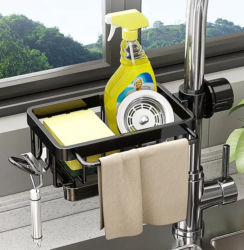 Aluminum Faucet Organizer for Kitchen – Rust Resistant & Space Saving