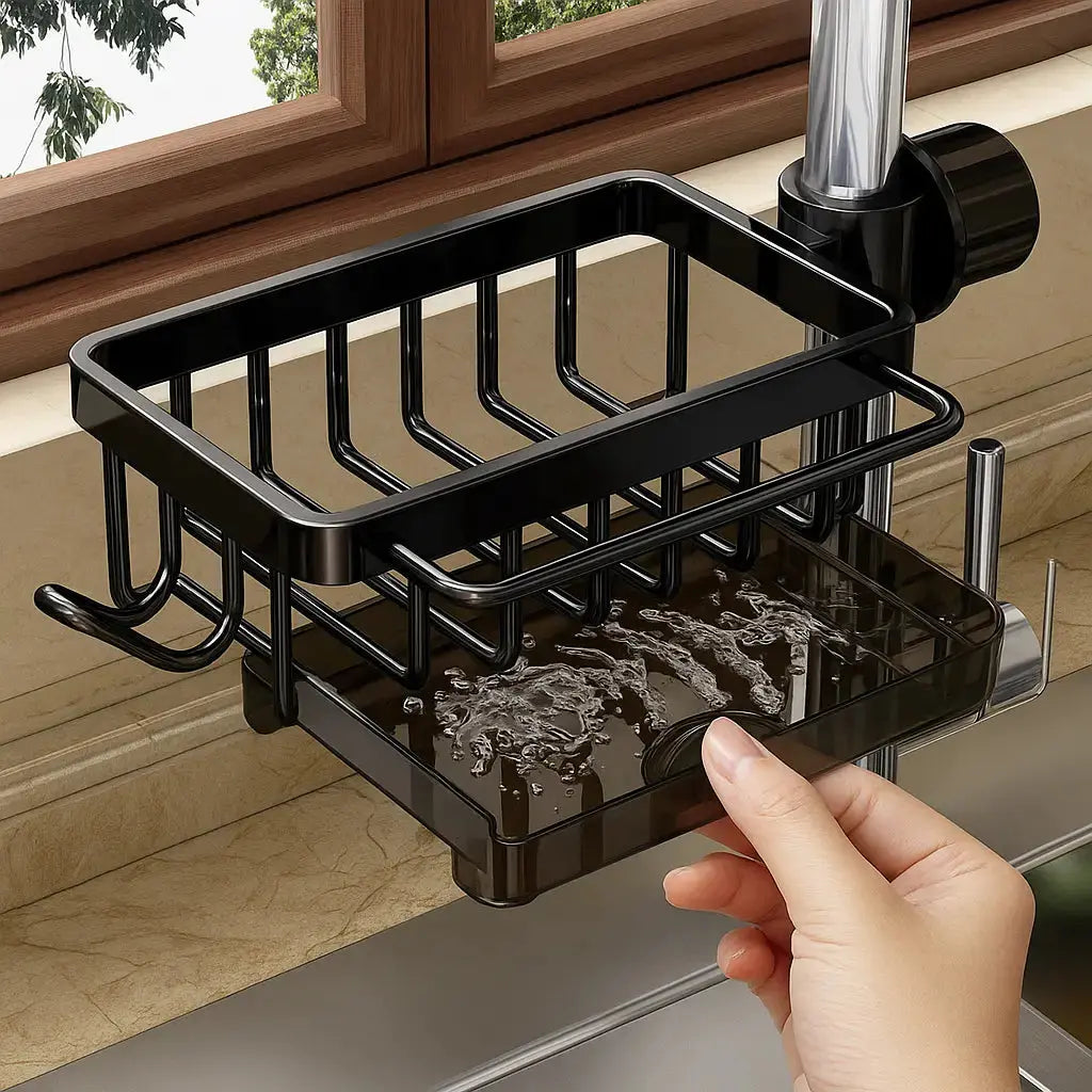 Aluminum Faucet Organizer for Kitchen – Rust Resistant & Space Saving
