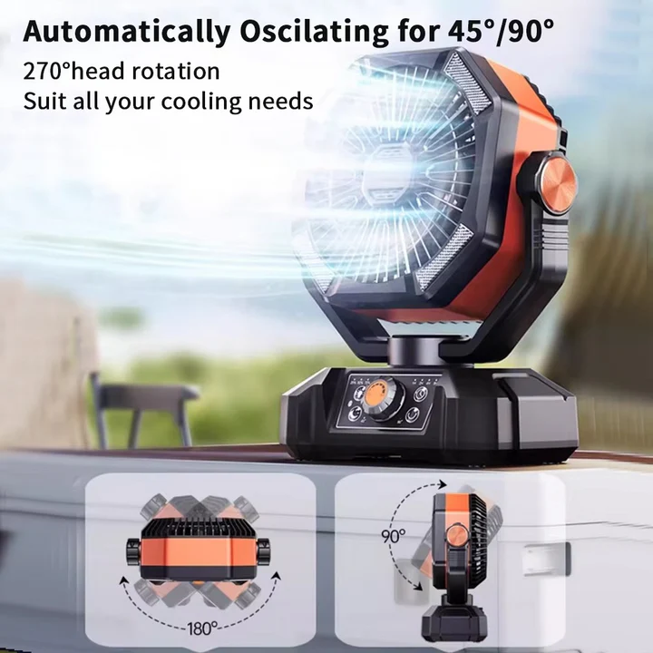 Portable Camping Fan with USB Power – Rechargeable Outdoor Cooling