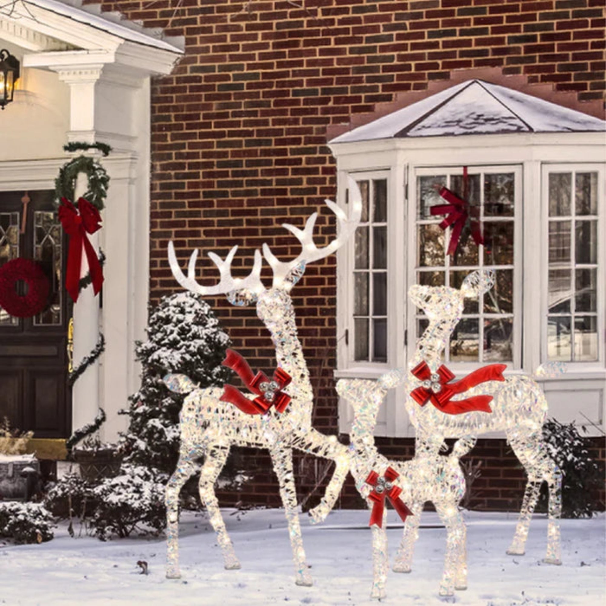 Illuminated Reindeer Family Yard Decoration for the Holidays