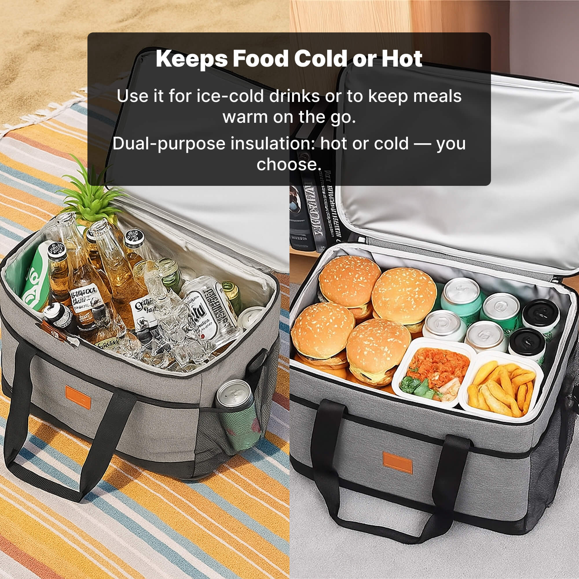 33L Insulated Waterproof Cooler Bag for Outdoor Snacks and Drinks