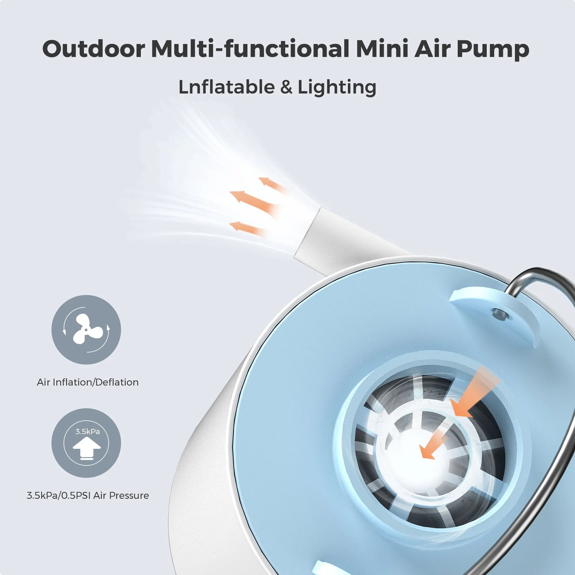Portable Mini Air Pump for Camping and Beach – USB Rechargeable