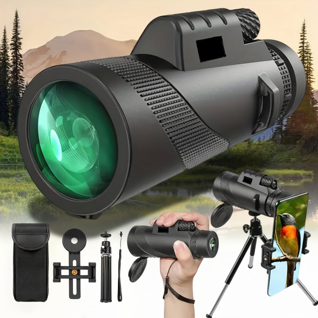 Compact Monocular Telescope with 8x Zoom and Smartphone Adapter for Travel and Bird Watching