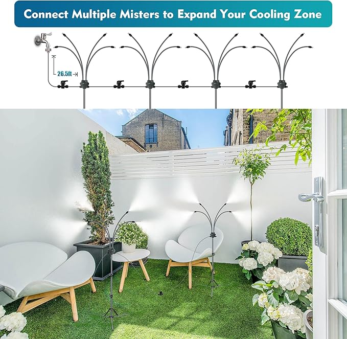 Patio Cooling System – Adjustable Height Water Mister with Fine Spray
