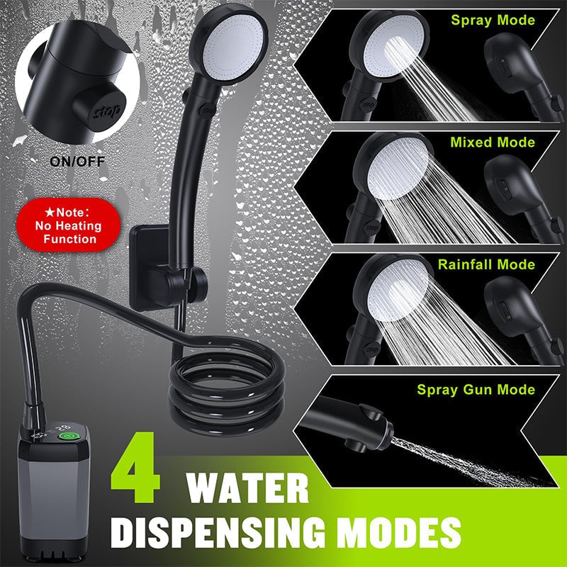 Portable Camping Shower Pump with LED Display – Rechargeable Outdoor Use for Hiking and Beach
