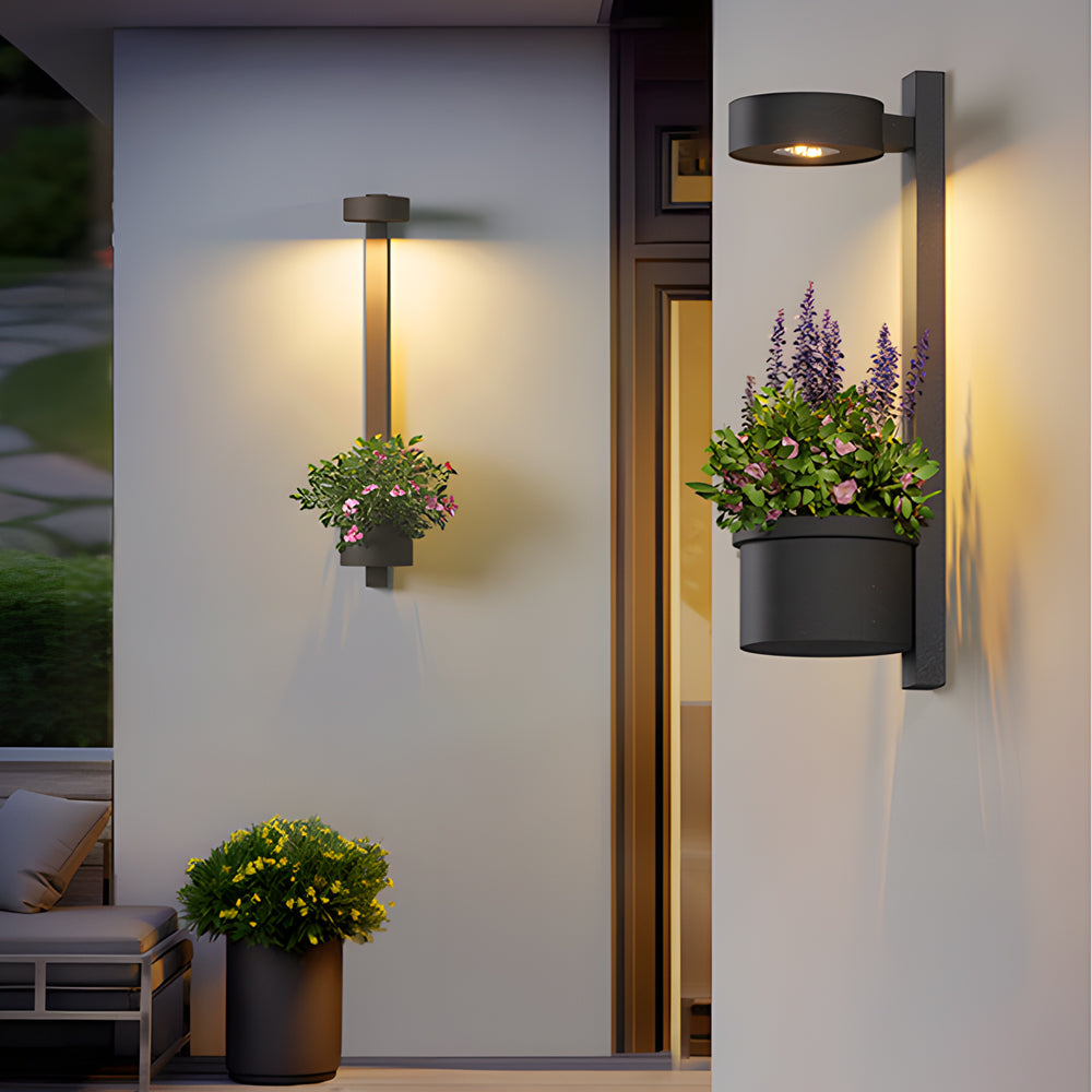 Waterproof Decor LED Solar Wall Lights with Flowerpot Outdoor Wall Lamp | Dazuma