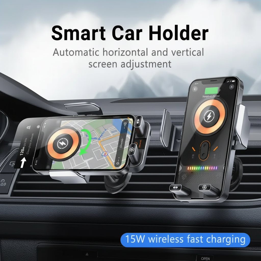Smart Car Phone Mount with Vent Clip and Quick Charge