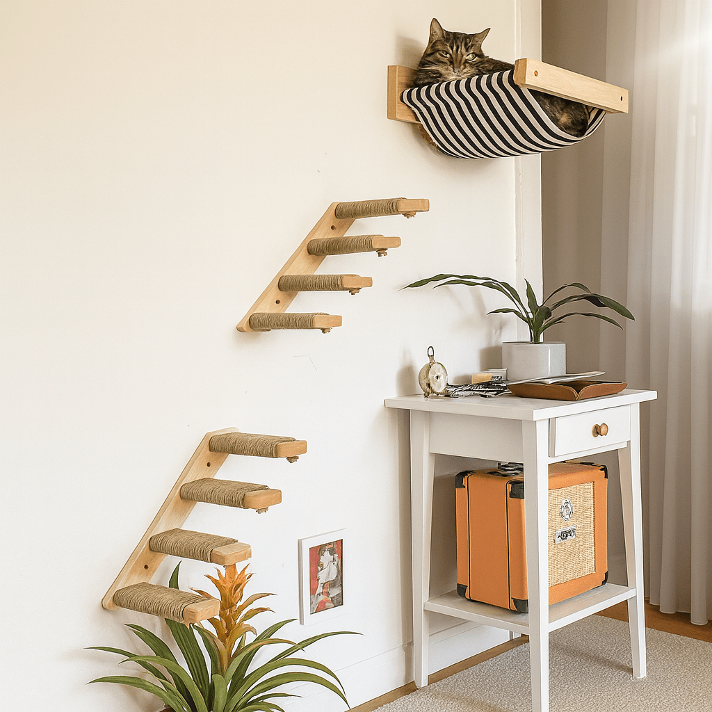 FelineVista Wooden Cat Wall Shelves with Soft Padding