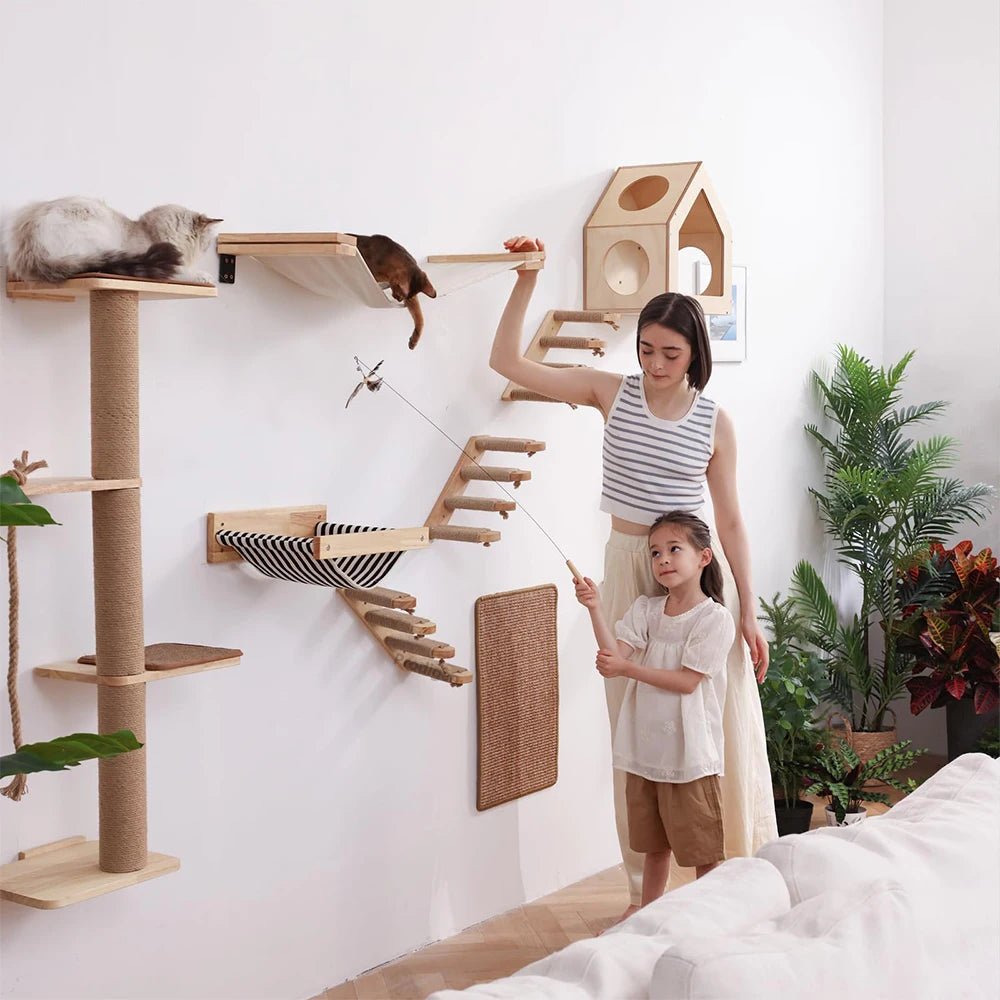 FelineVista Wooden Cat Wall Shelves with Soft Padding