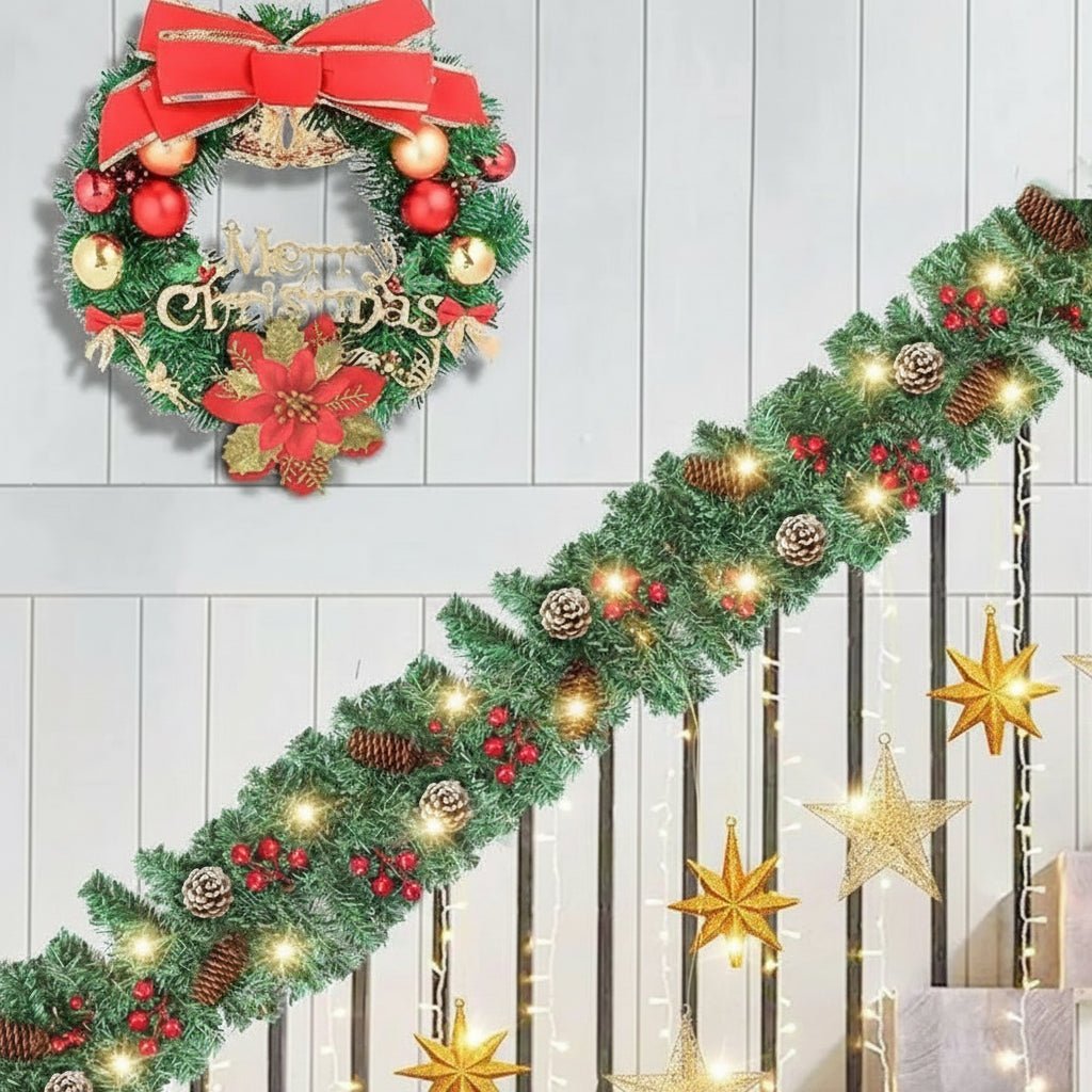 TwinkleFest Illuminated Holiday Garland with Timer Feature
