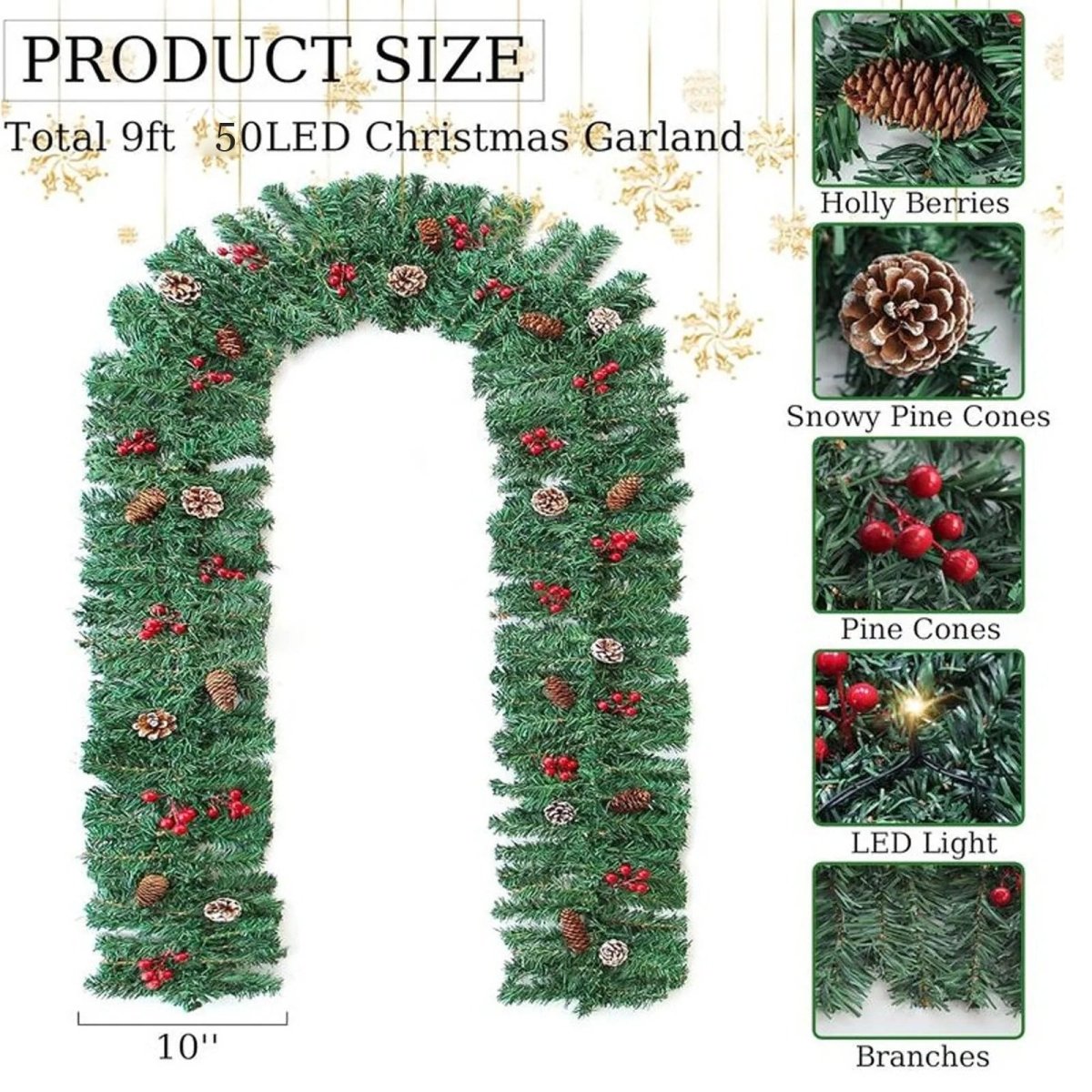 TwinkleFest Illuminated Holiday Garland with Timer Feature