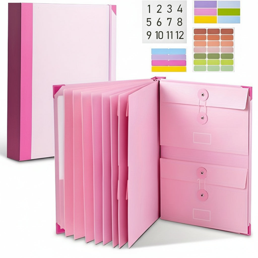 Pink File Keeper Kit for Home and Office Organization