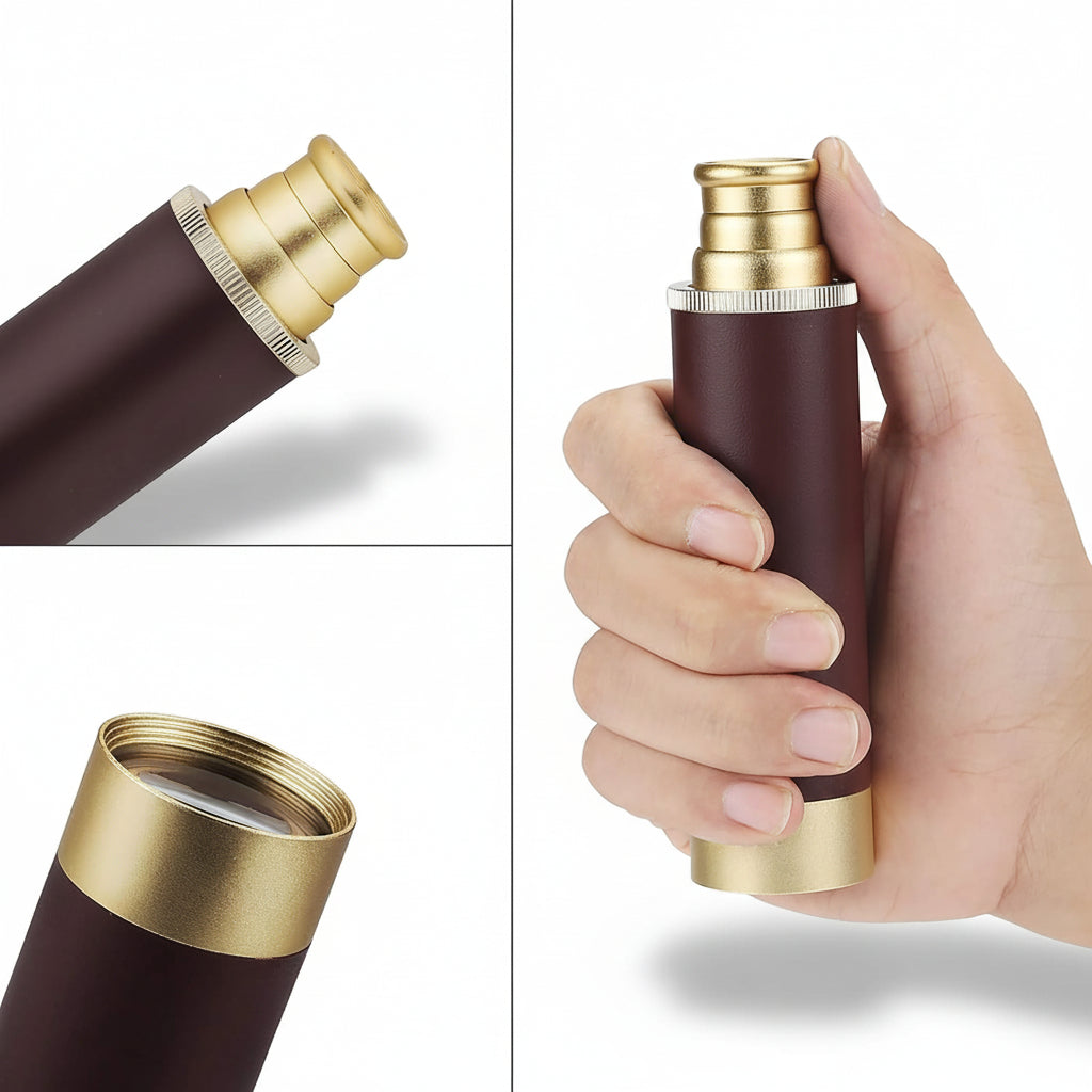 Compact Leather-Wrapped Telescope with 25x Magnification