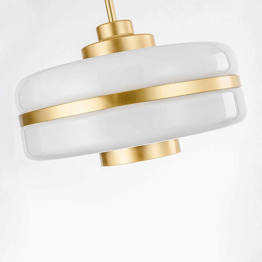 Elegant Glass and Metal Pendant Light with Warm LED Embrace