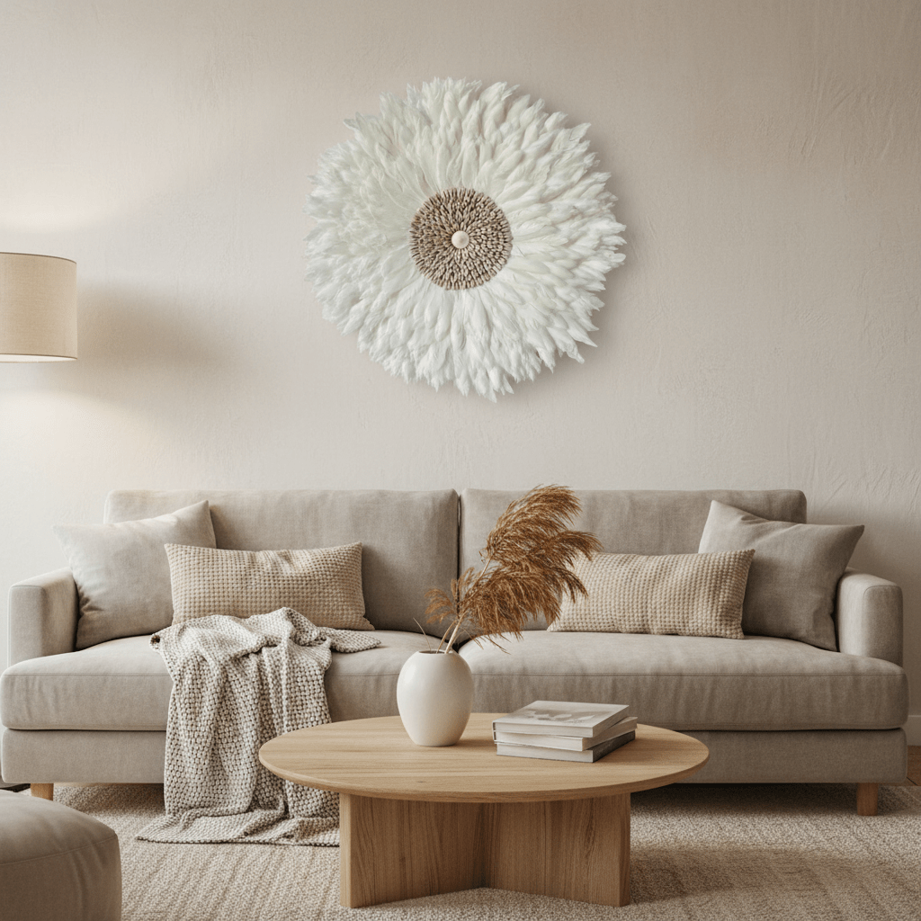Whimsical White Feather Wall Art for Chic Interiors