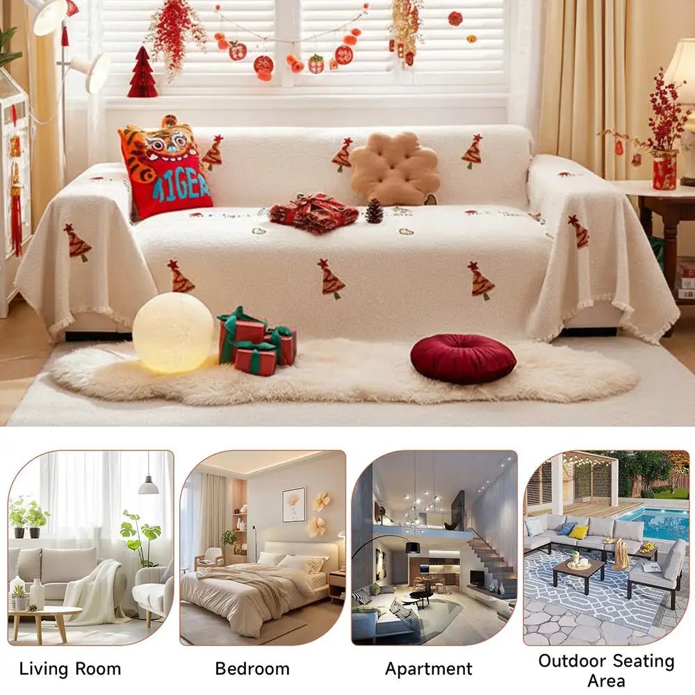 Cozy Christmas Fleece Blanket with Charming Tree Design